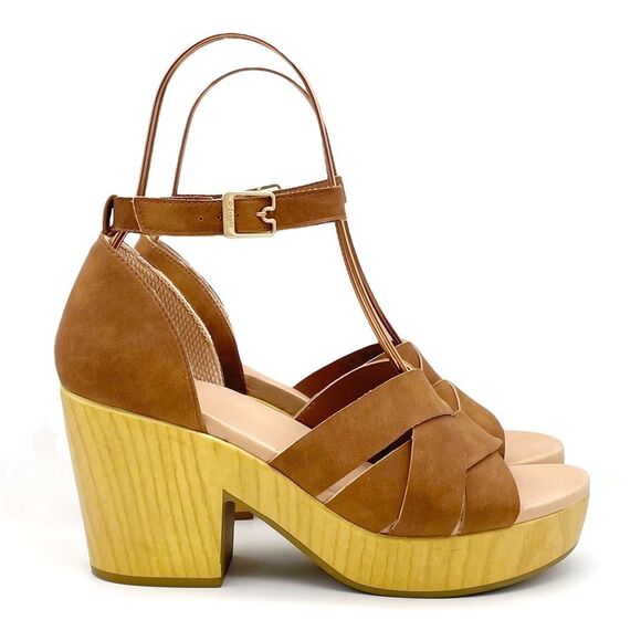 Dr. Scholl’s Blissful Platform Clog Sandal Brown Faux Leather Women's Size 8.5 - Picture 1 of 16